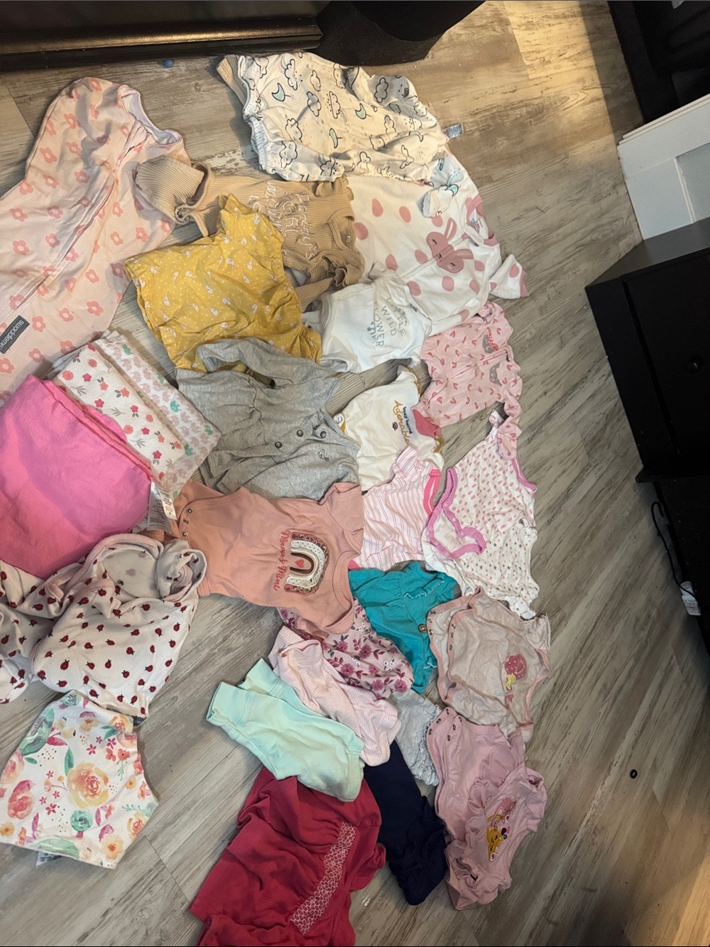 Mixed Baby Girl Clothing Lot - Pink, Cream, Yellow, Teal & Floral Pieces